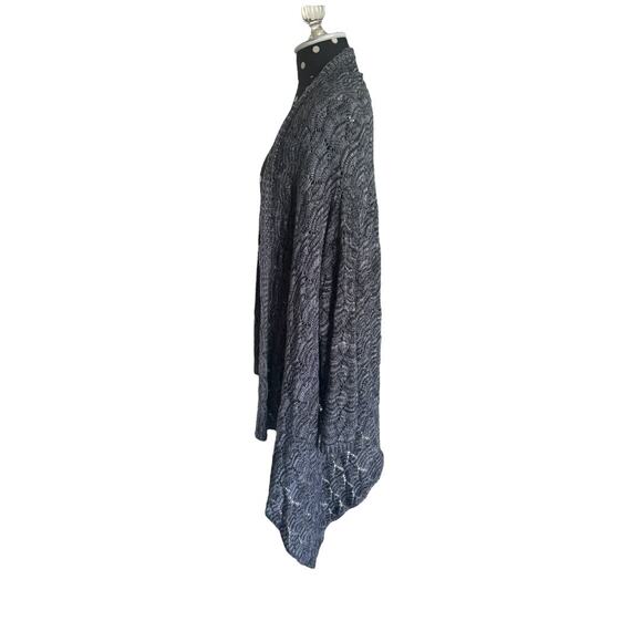 Chico's Womens Cardigan Sz 1 M 8 10 Gray Black Waterfall Sweater Open Front - Picture 6 of 7